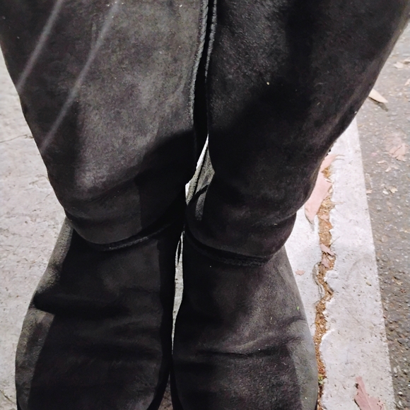 Black Suede Knee-High Boots - Picture 1 of 7